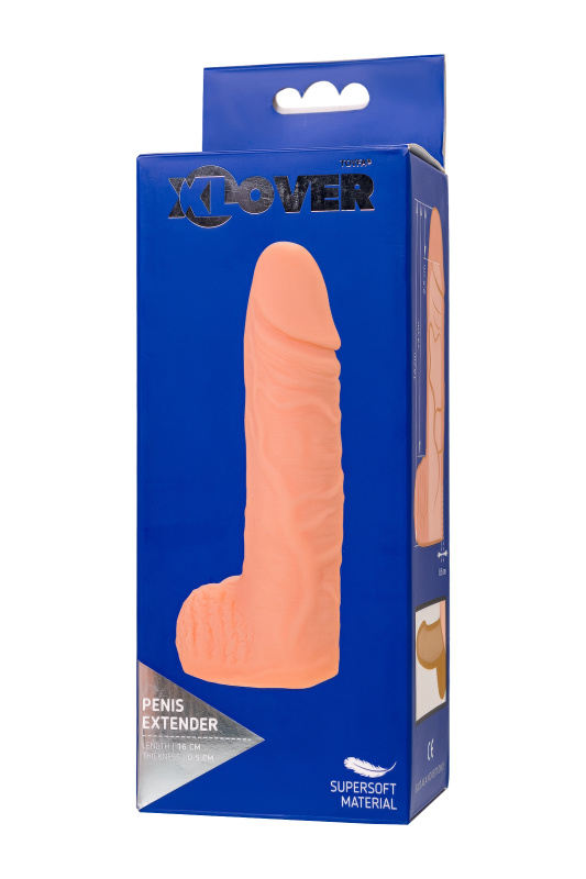Фото A-toys by TOYFA Насадка на пенис XLover by TOYFA для увеличения размера, с мошонкой, TPE, телесный, 16