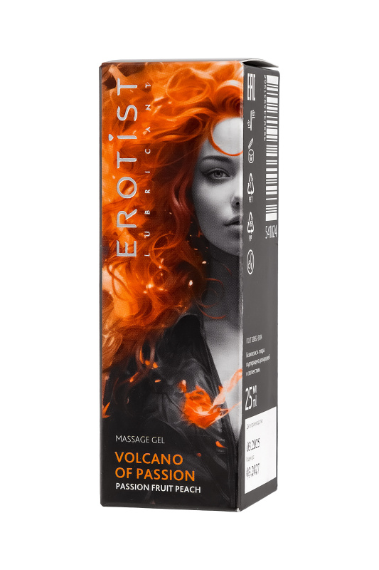 Изображение  Гель Erotist с эффектом вибрации VOLCANO OF PASSION: PASSION FRUIT PEACH (персик-маракуйя), 25 мл
