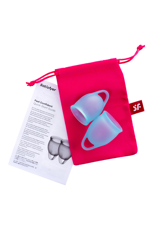 Фото  Менструальная чаша Satisfyer Feel Confident, 2 шт в наборе, силикон, синий