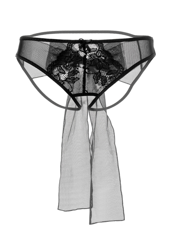 Фото Erolanta Lingerie Эротические трусики с бантом Erolanta Mia, черный (54-56) в пакете