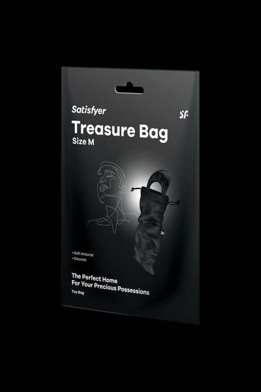 Фото  Мешочек Satisfyer Treasure Bag для хранения игрушек M, черный, 24*12 см