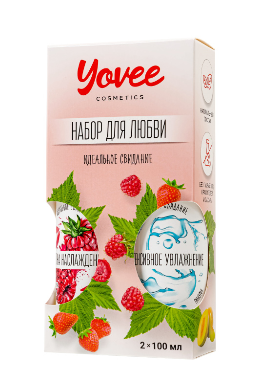 Фото YOVEE Набор гелей-смазок Yovee для любви (721001+721051), вкусовой (малина) + увл (гиалурон), 2х100мл