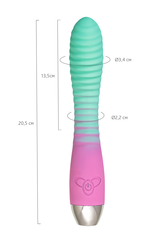 Изображение Flovetta by toyfa, Китай Вибратор с изогнутой головкой Flovetta AZALIA, силикон, мятно-розовый, 20,5 см