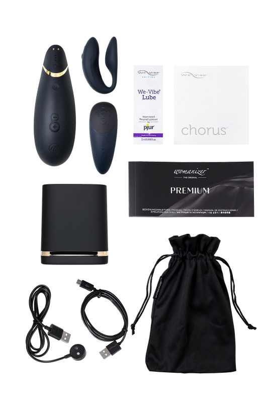 Изображение Womanizer, Германия Набор Womanizer Premium + WE-VIBE Chorus черный, силикон, 19 см