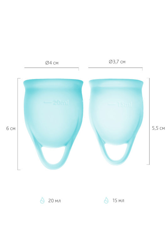 Фото  Менструальная чаша Satisfyer Feel Confident, 2 шт в наборе, силикон, синий