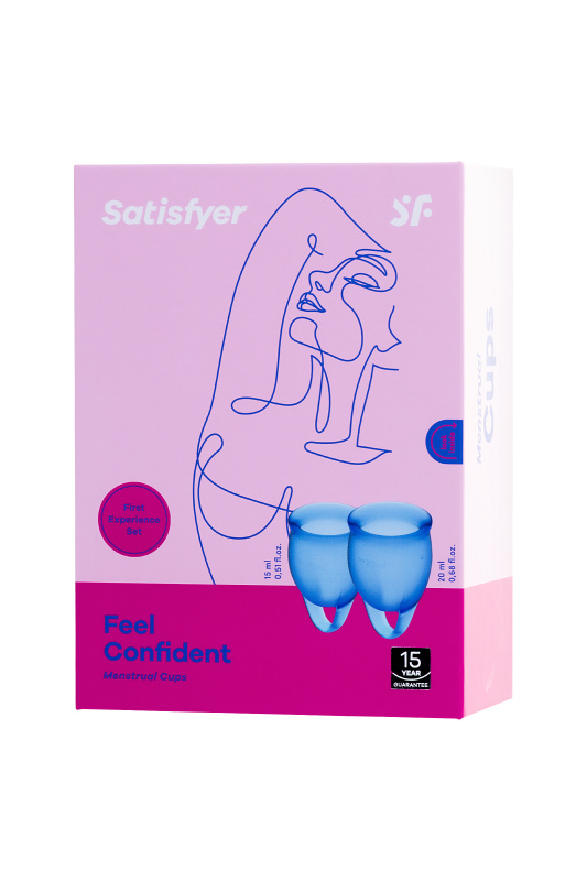 Фото  Менструальная чаша Satisfyer Feel Confident, 2 шт в наборе, силикон, синий