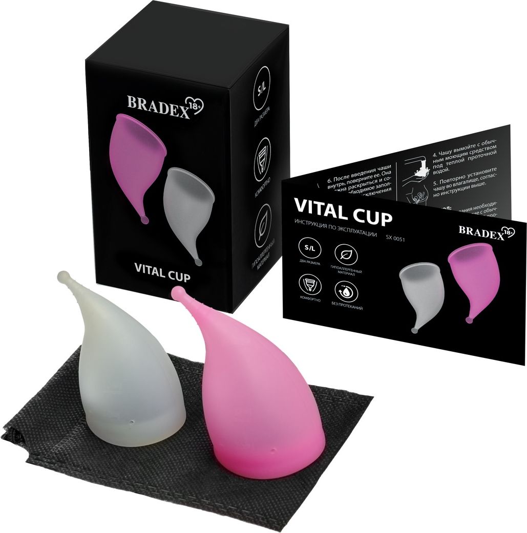 Bradex, Россия Набор менструальных чаш Vital Cup, 2 шт. (S+L) — купить в Минске Фото Bradex, Россия Набор менструальных чаш Vital Cup, 2 шт. (S+L)